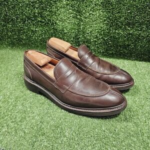 Allen Edmonds Denali Brown Leather Slip On Penny Loafers Split Toe Mens Size 9.5